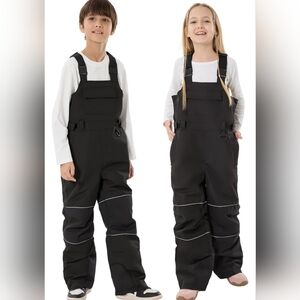 Kids' Black Insulated Snow Bib Overalls for Girls & Boys